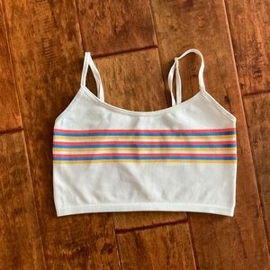 white cropped tank top w colorful stripes